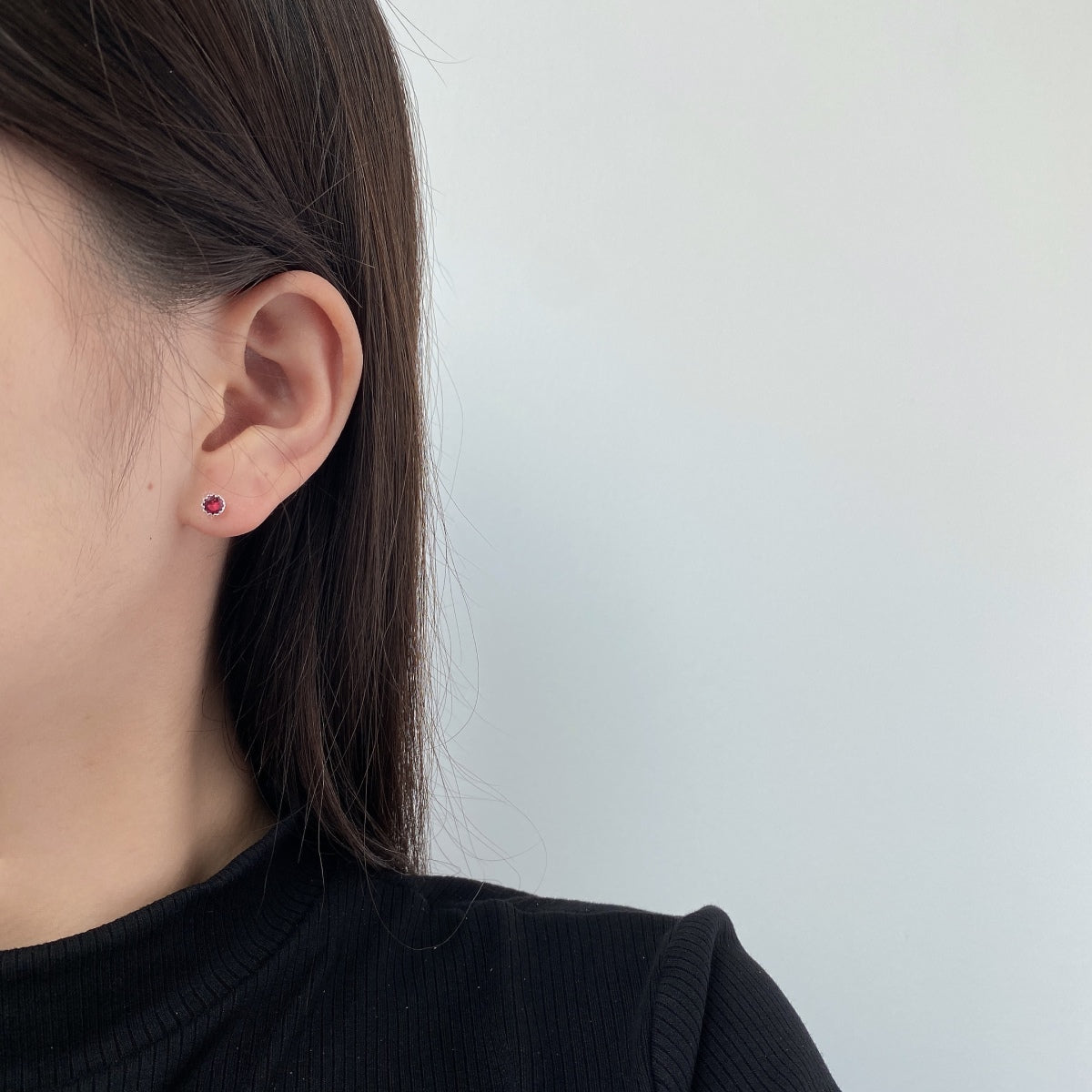 [GALE]Sparkling Colorful Round Shape Earrings