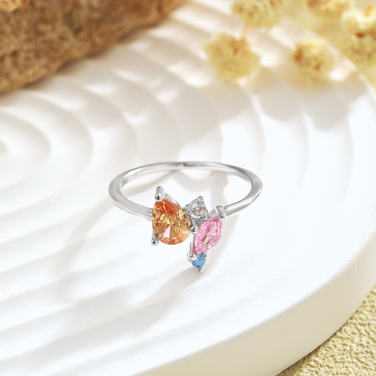 [GALE]Radiant Colorful Multi Cut Daily Ring