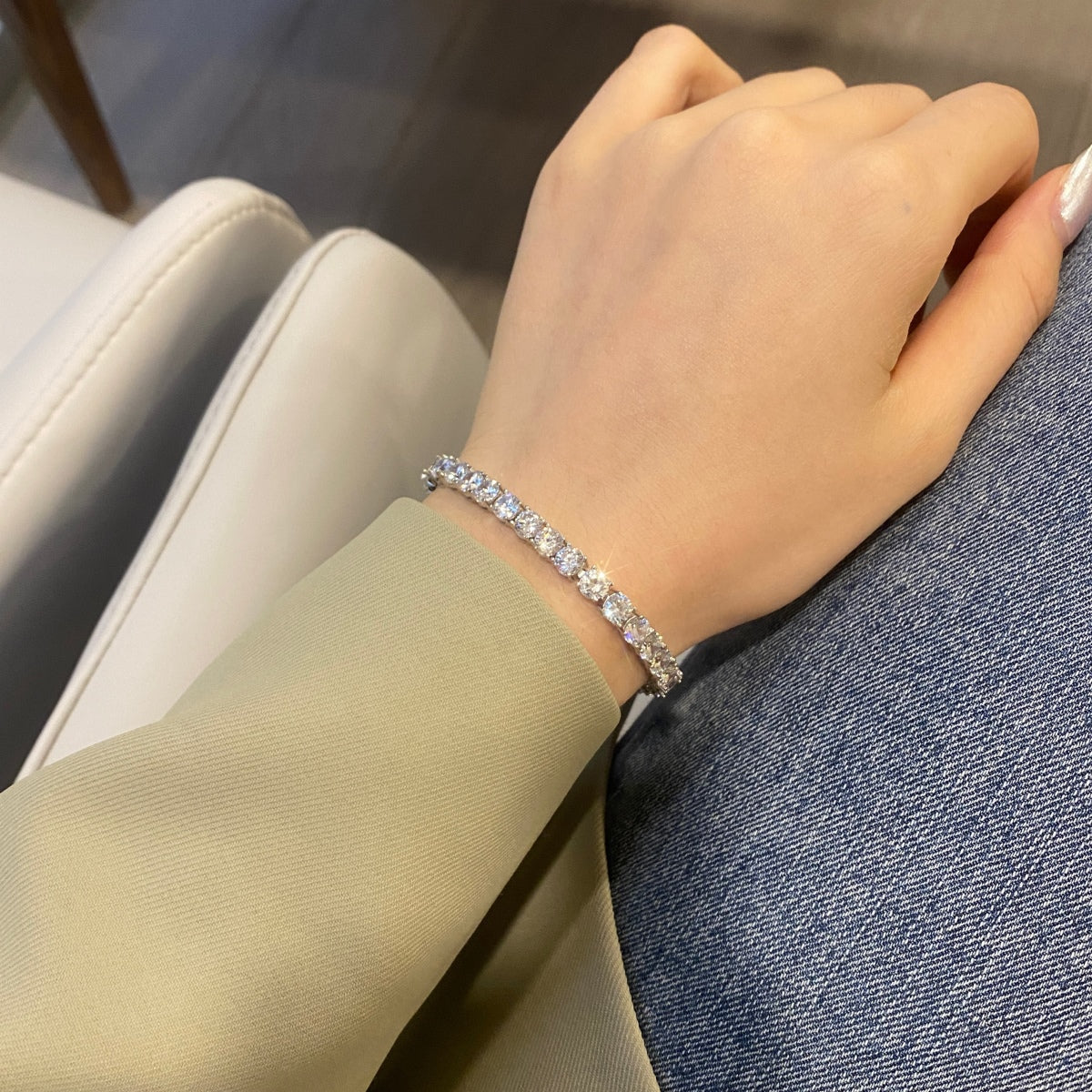 [GALE]Ornate Sparkling Round Cut Wedding Bracelet