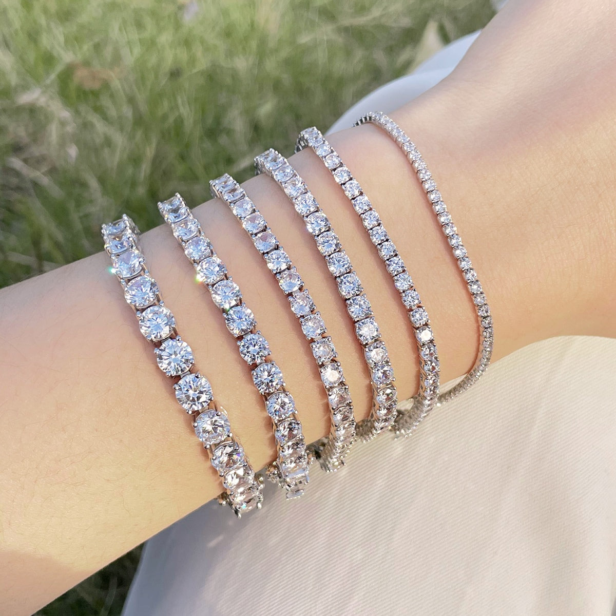[GALE]0.75 Carat Dazzling Round Cut Wedding Bracelet