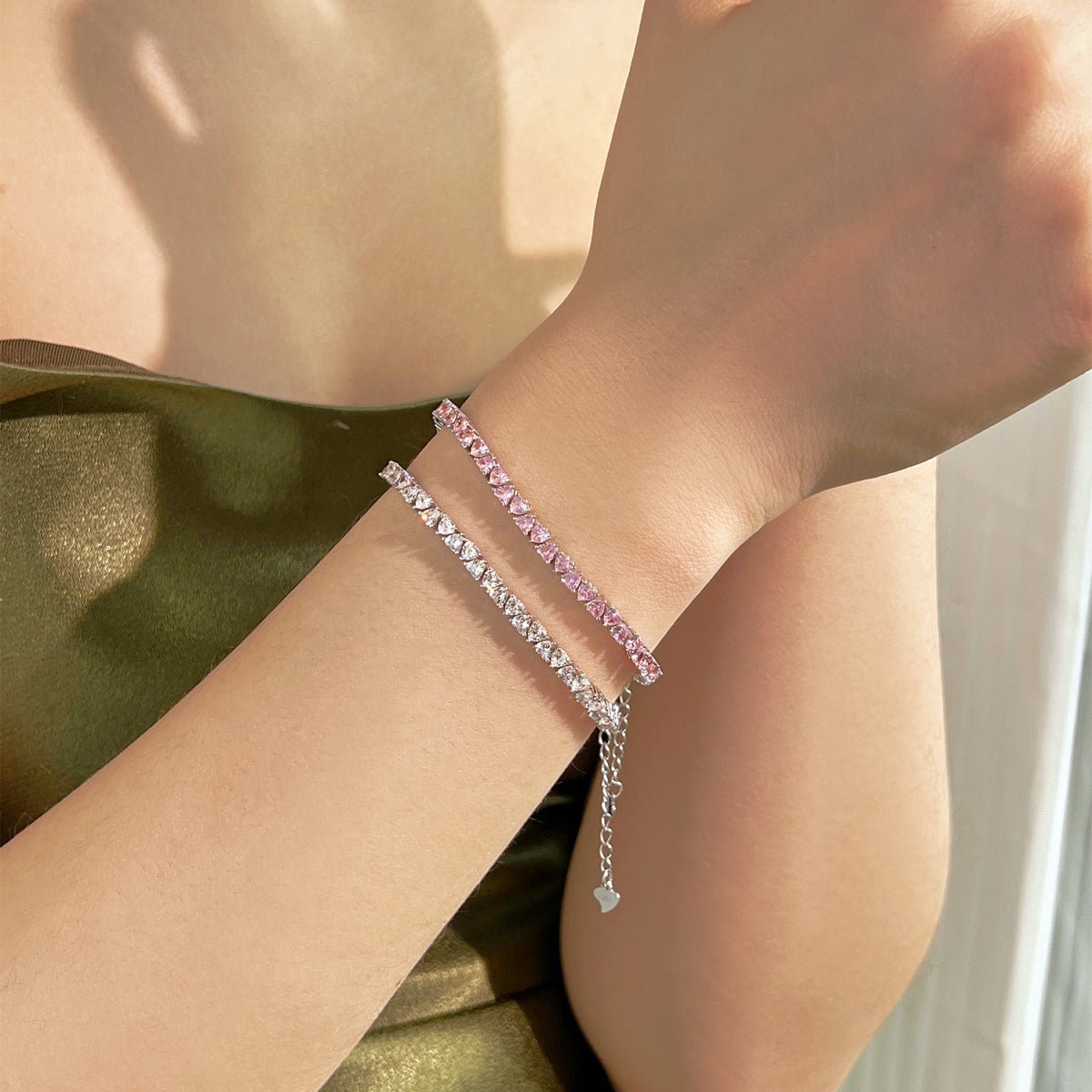 [GALE]Dazzling Romantic Heart Shape Lover Bracelet