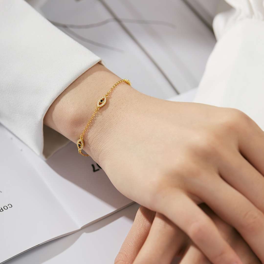 [GALE]Evil Eye Shape Pendent Necklace