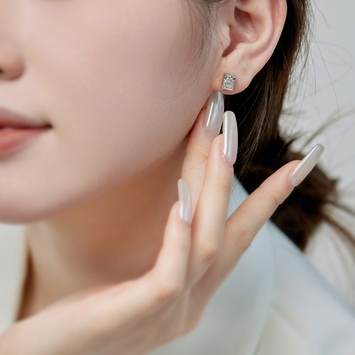 [GALE]Radiant Luxurious Princess Cut Daily Earrings