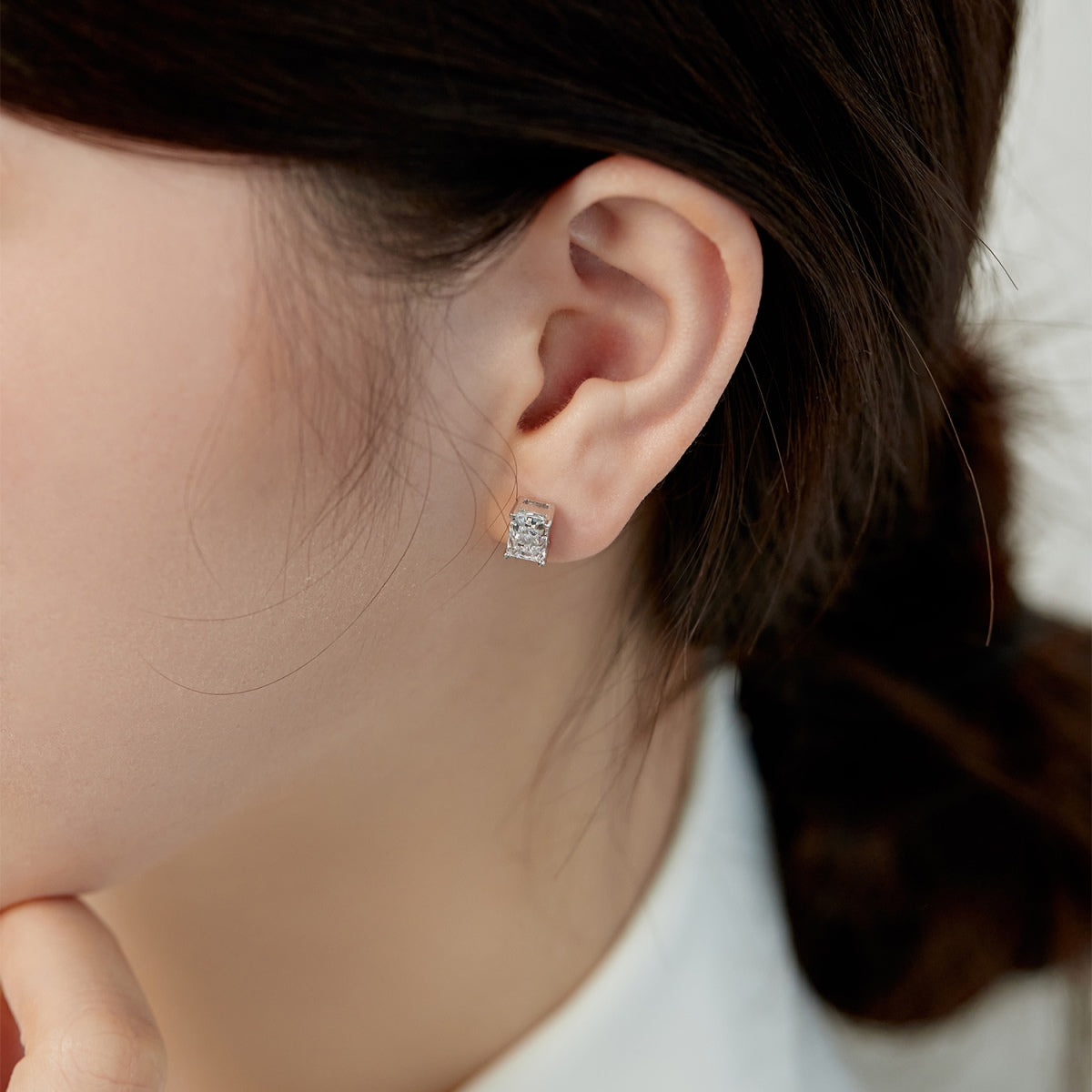 [GALE]Radiant Luxurious Princess Cut Daily Earrings