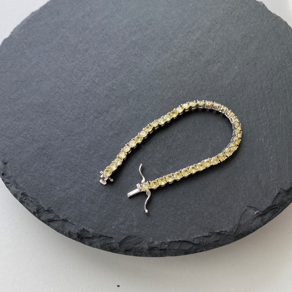 [GALE]Ornate Dazzling Round Cut Tennis Bracelet