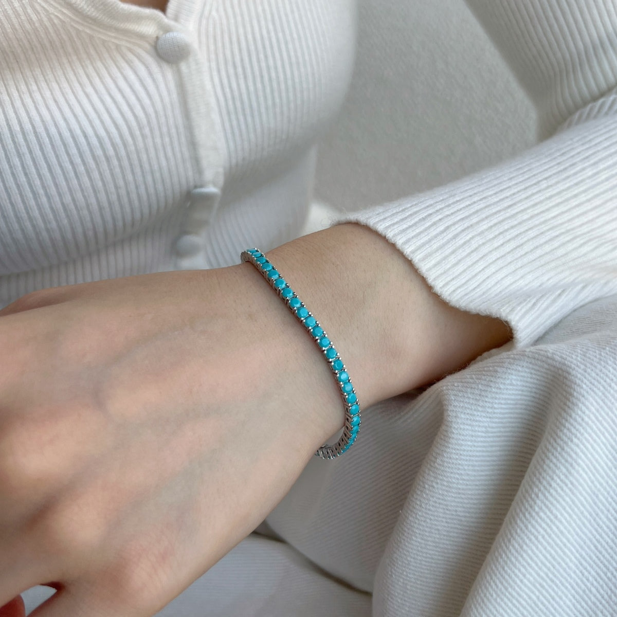 [GALE]Dainty Charming Round Cut Tennis Bracelet
