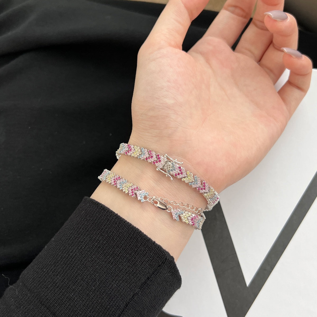 [GALE]Ornate Sparkling Round Cut Party Bracelet