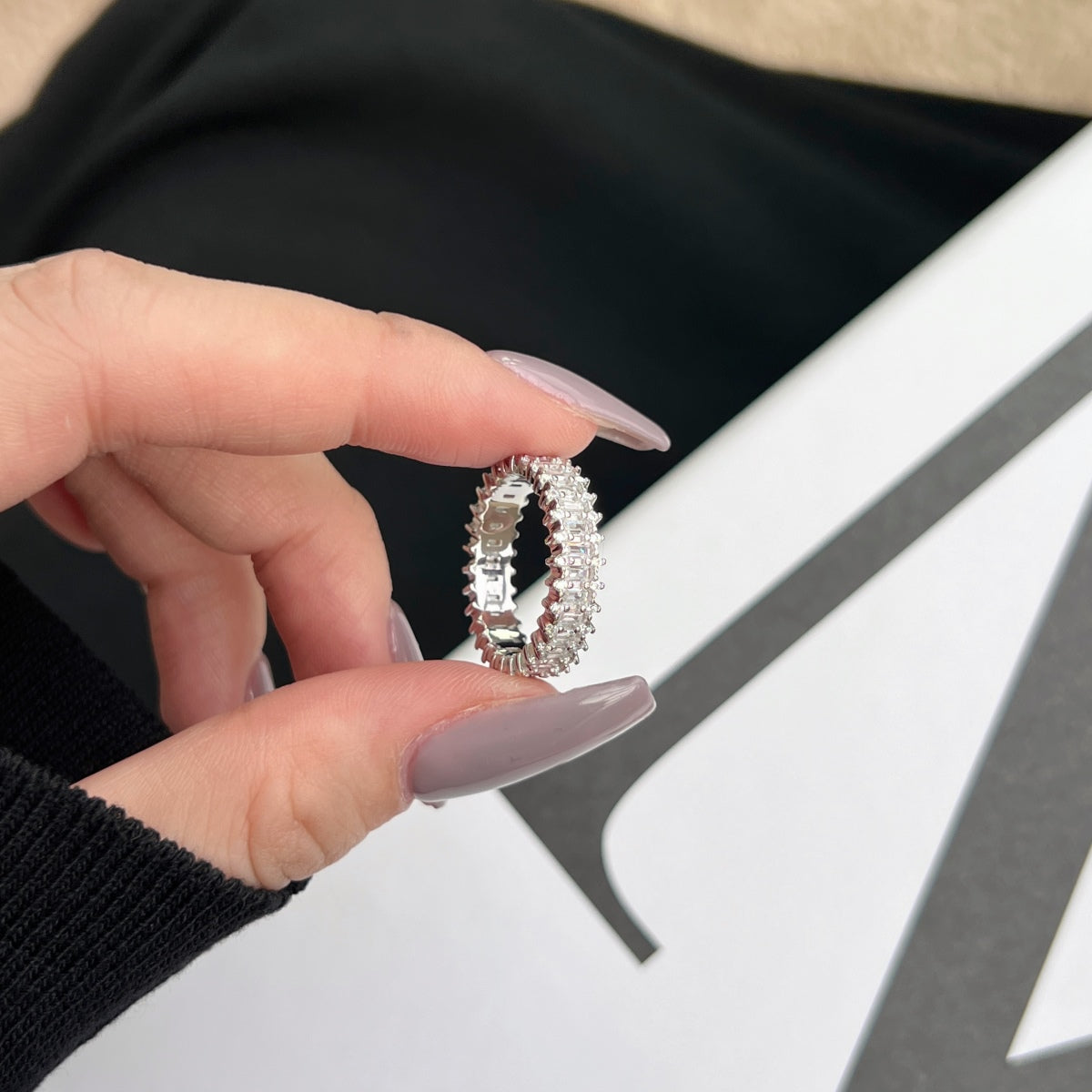 [GALE]Splashy Ornate Emerald Cut Cocktail Ring