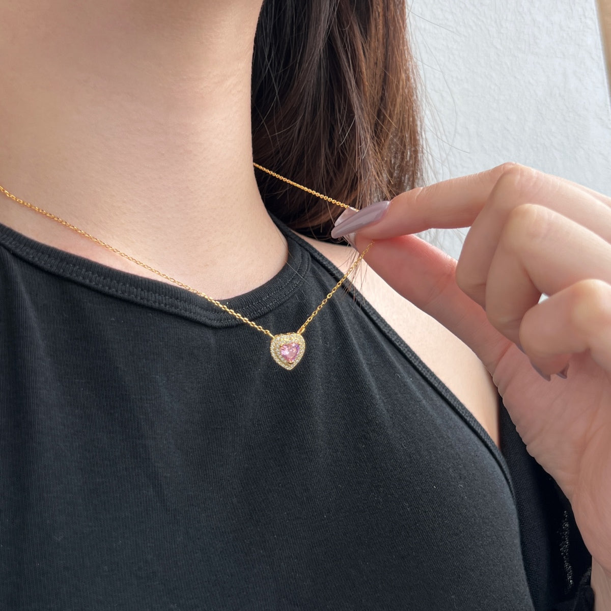 [GALE]Exquisite Heart Shape Necklace