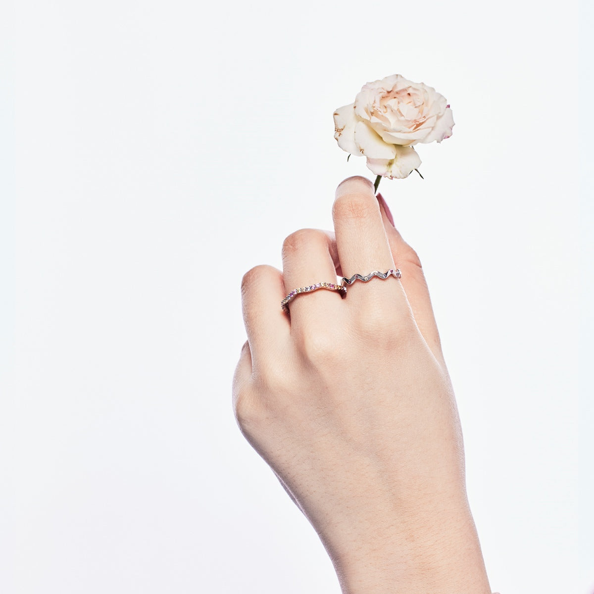 [GALE]Dainty Colorful Round Cut Party Ring