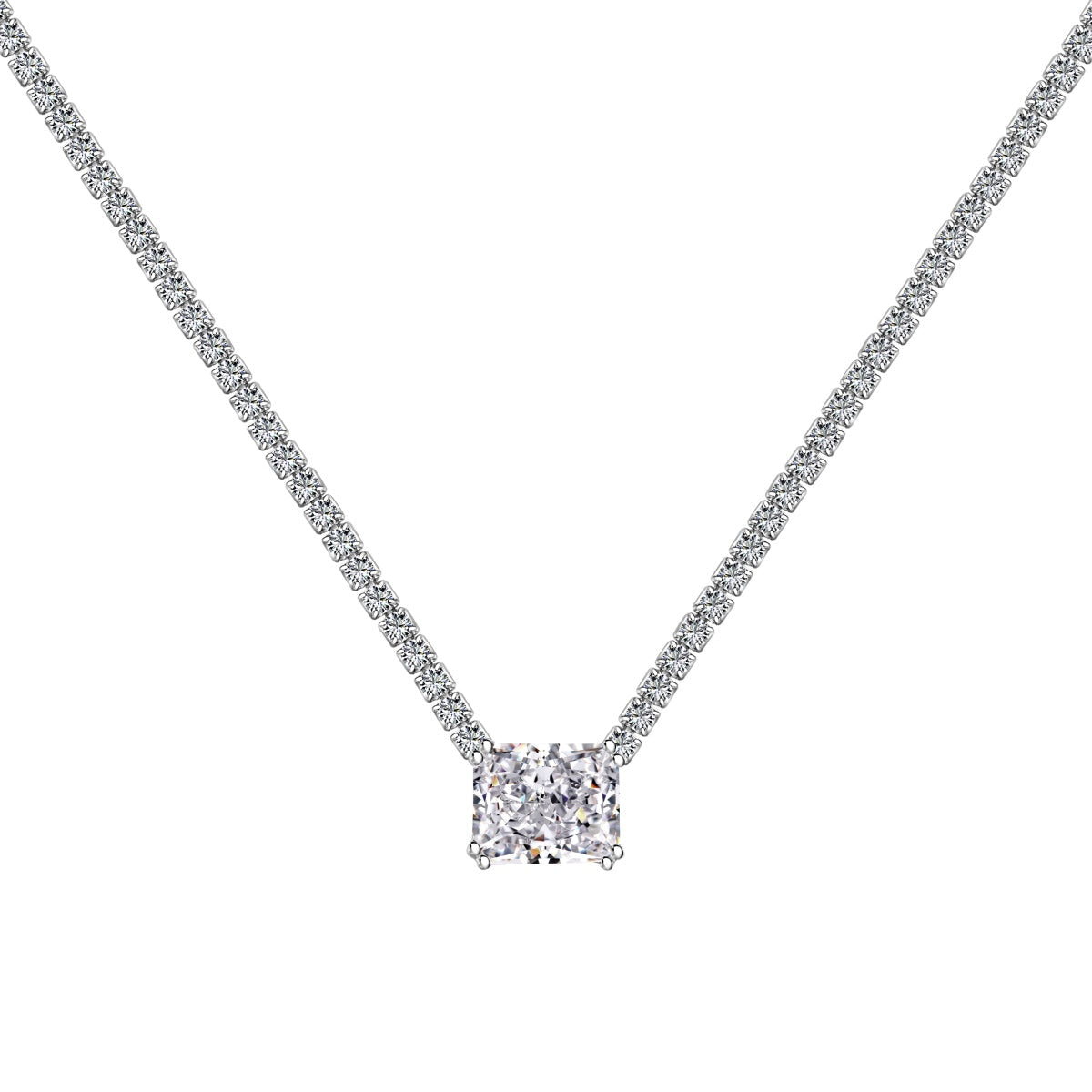 [GALE]4.0 Carat Elegant Radiant Cut Necklace
