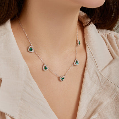 [GALE]Sparkling Five Heart Necklace