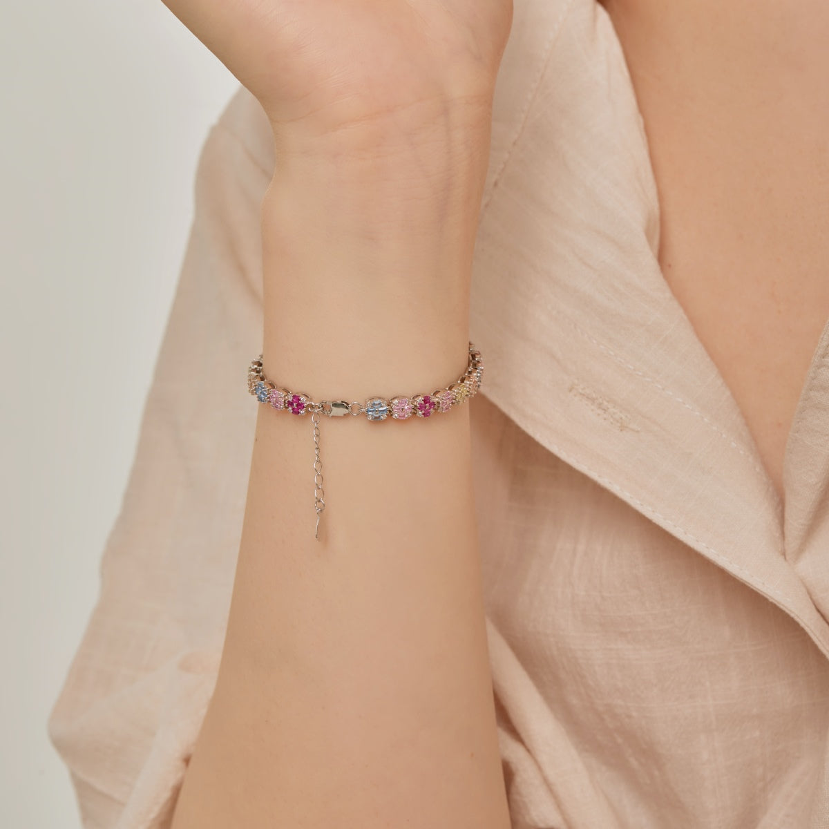 [GALE]Delicate Colorful Emerald Cut Daily Bracelet