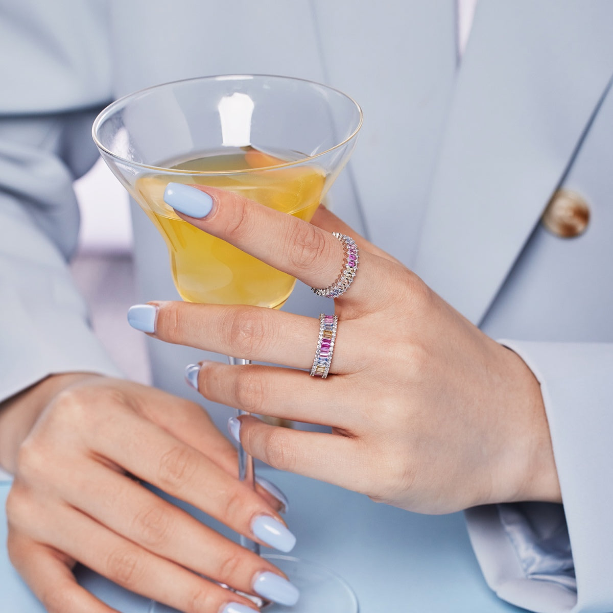 [GALE]Splashy Ornate Emerald Cut Cocktail Ring