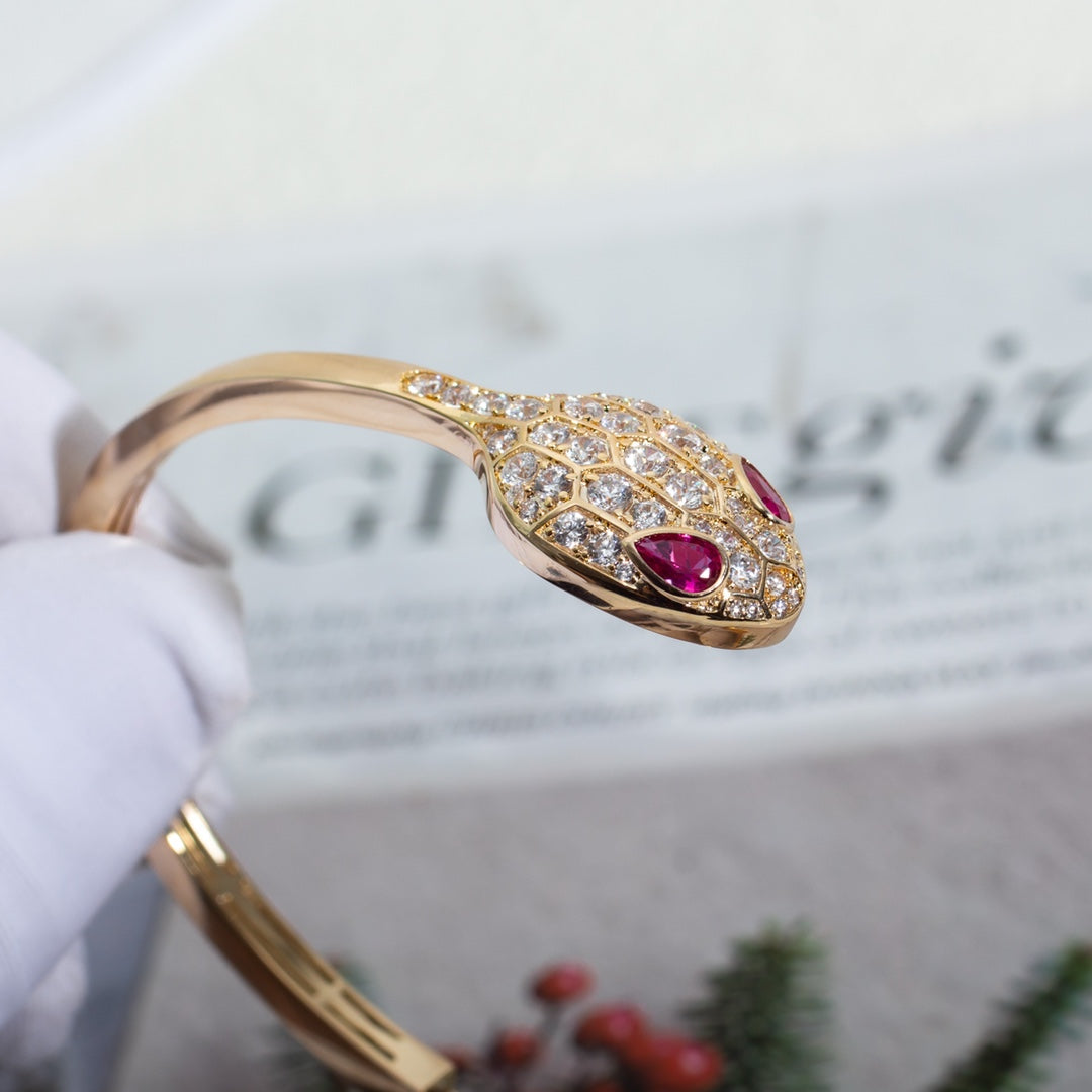 [GALE]SERPENTI BRACELET PINK GOLD DIAMOND DOUBLE SNAKE