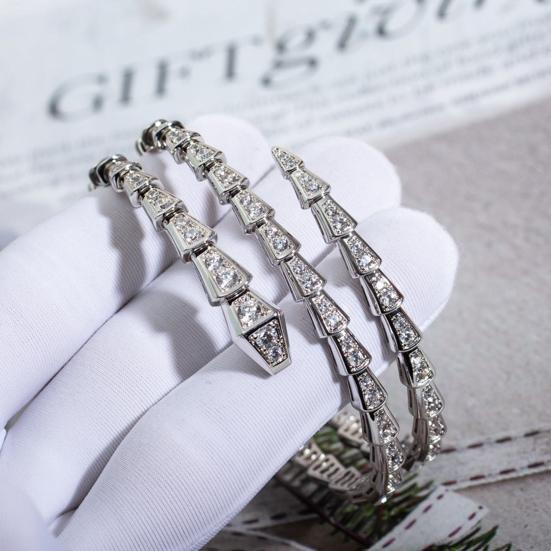 [GALE]SERPENTI BRACELET SILVER DIAMOND DOUBLE ROW