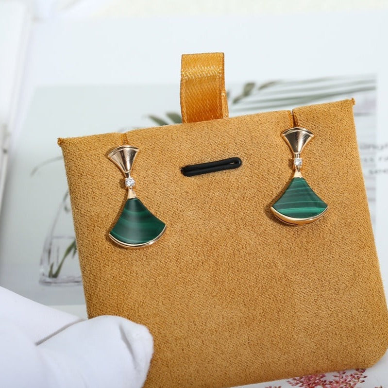 [GALE]DREAM MALACHITE PINK GOLD EARRINGS