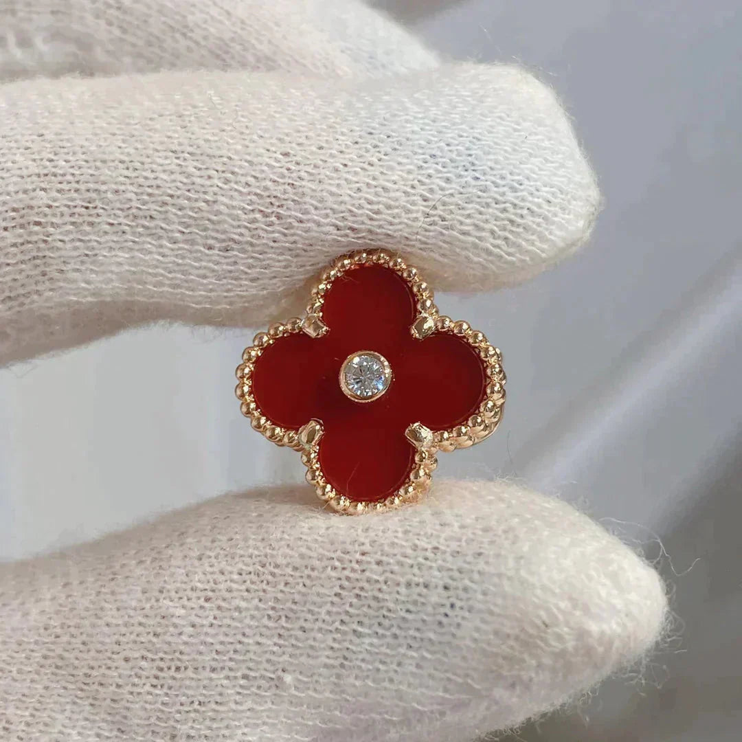 [GALE]CLOVER MEDIUM 1 MOTIFS CARNELIAN  DIAMOND earrings
