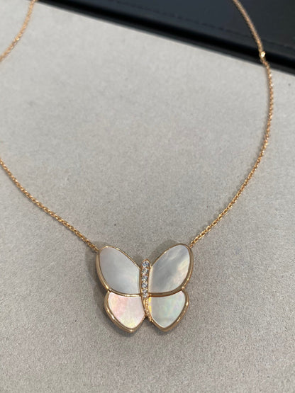 [GALE]BUTTERFLY GOLD MOP DIAMOND NECKLACE
