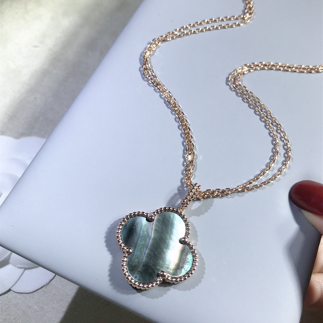 [GALE]CLOVER 25MM GOLD DARK MOP BIG CLOVER NECKLACE