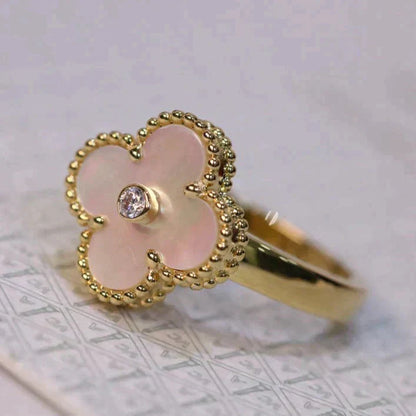 [GALE]CLOVER PINK MOP RING GOLD DIAMOND