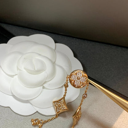 [GALE]STAR AND SUN 4 MOTIFS GOLD DIAMONDS BRACELET