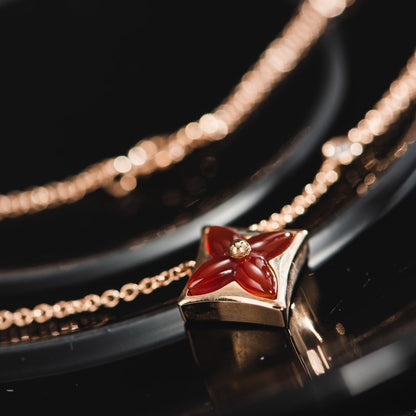 [GALE]STAR NECKLACE PINK GOLD 1 DIAMOND