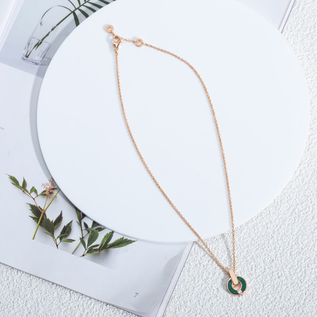[GALE]GARI NECKLACE PINK GOLD MALACHITE