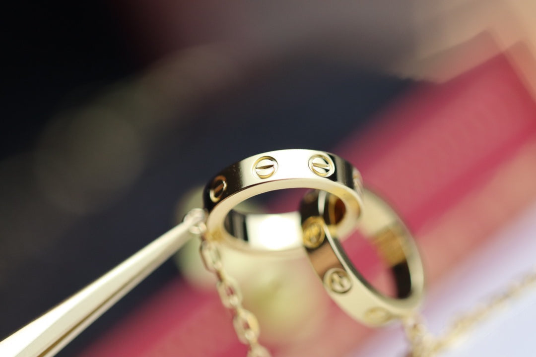 [GALE]LOVE NECKLACE DOUBLE RING GOLD