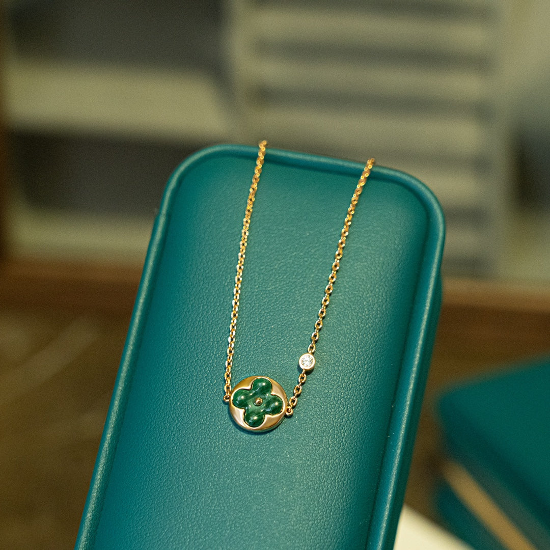 [GALE]SUN MALACHITE 1 DIAMOND PINK GOLD BRACELET