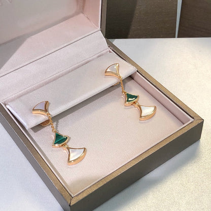 [GALE]DREAM EARRINGS 3 MOTIFS MALACHITE MOP PINK GOLD