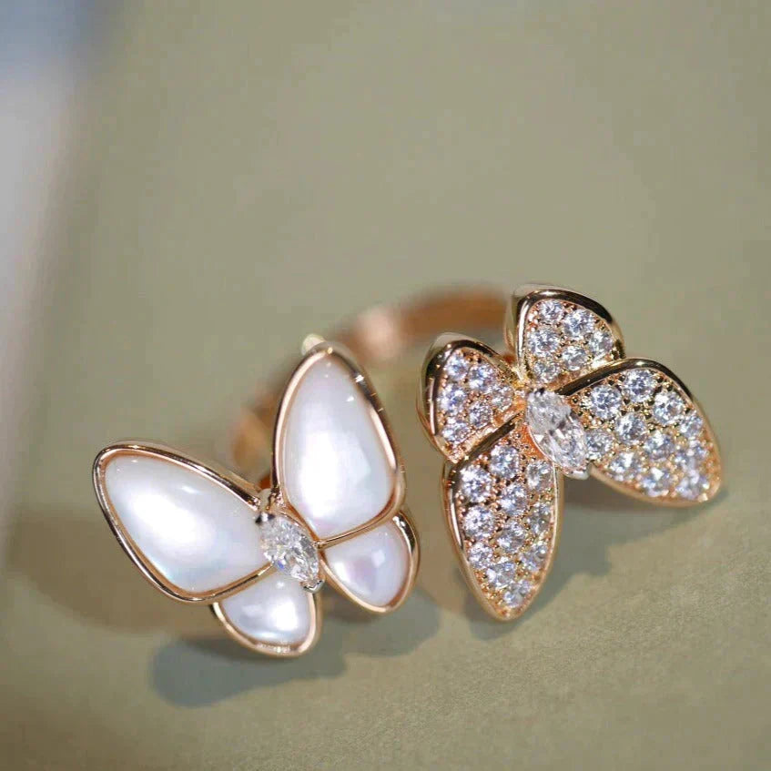 [GALE]TWIN BUTTERFLY DIAMOND MOP RING