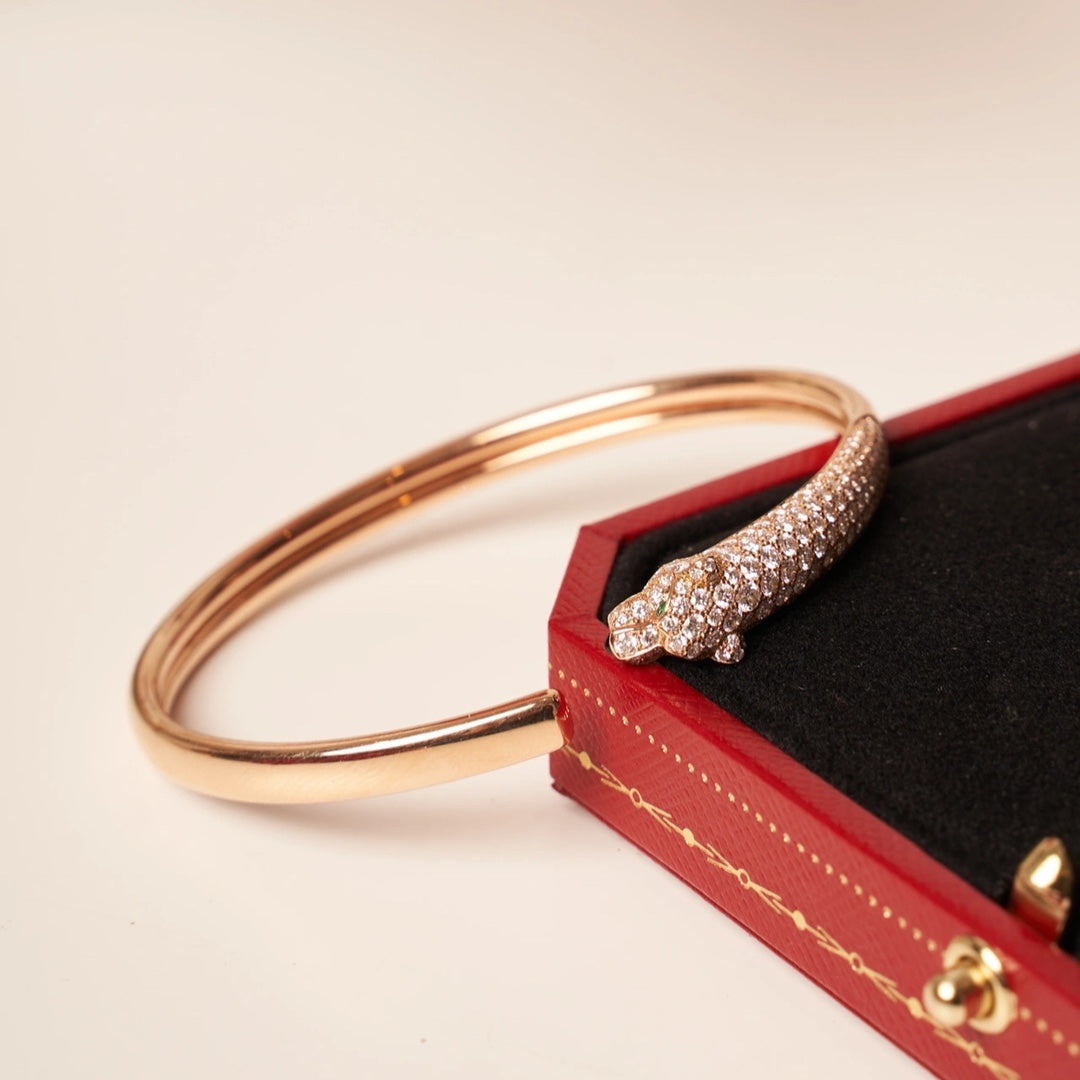 [GALE]PANTHERE ROSE GOLD DIAMOND OPEN BRACELET