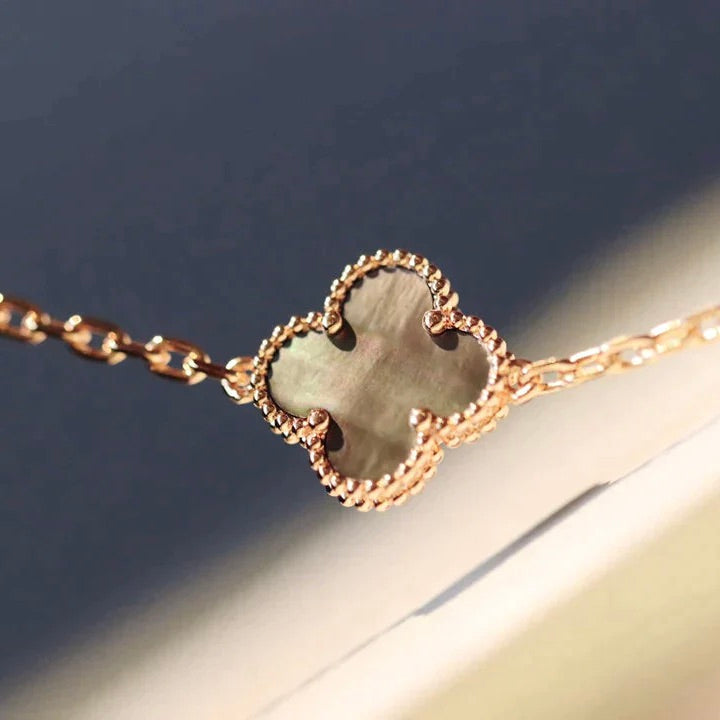 [GALE]CLOVER 20 MOTIFS DARK MOP DIAMOND  NECKLACE