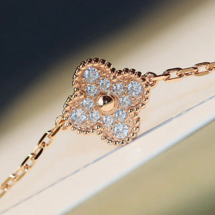 [GALE]CLOVER 20 MOTIFS DARK MOP DIAMOND  NECKLACE
