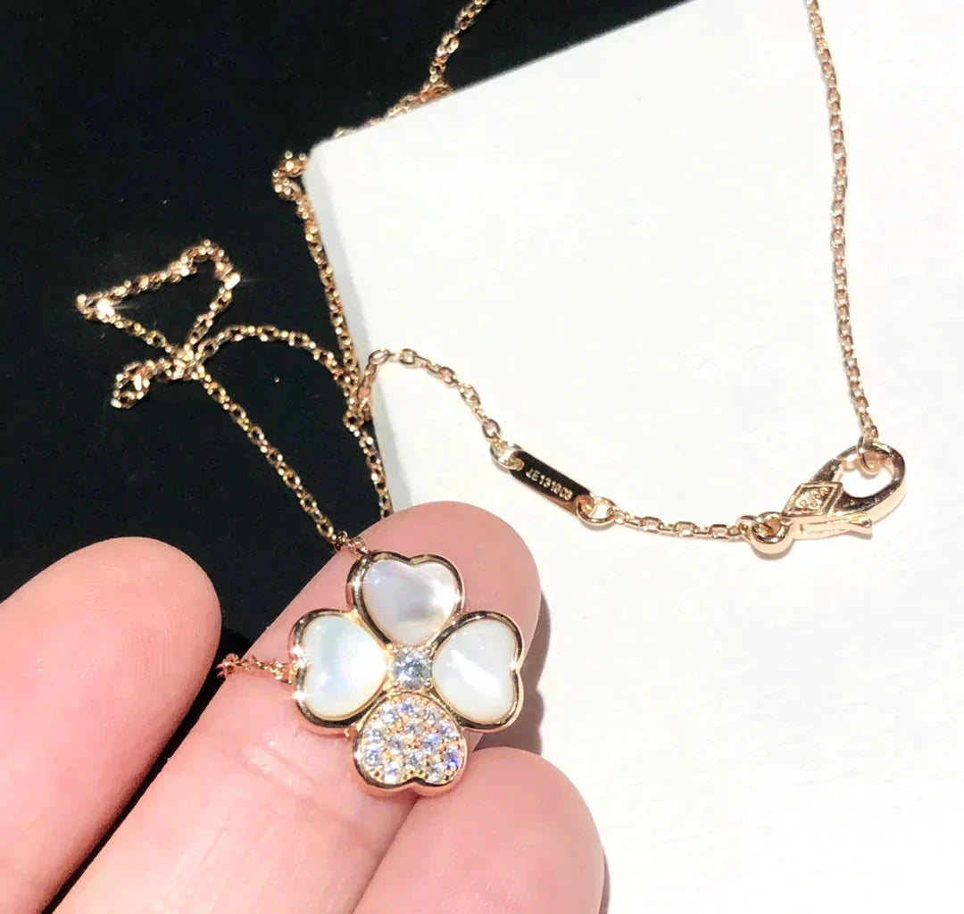 [GALE]CLOVER MOP DIAMOND ROSE GOLD NECKLACE