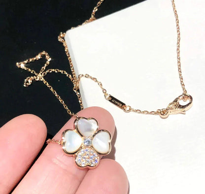 [GALE]CLOVER MOP DIAMOND ROSE GOLD NECKLACE