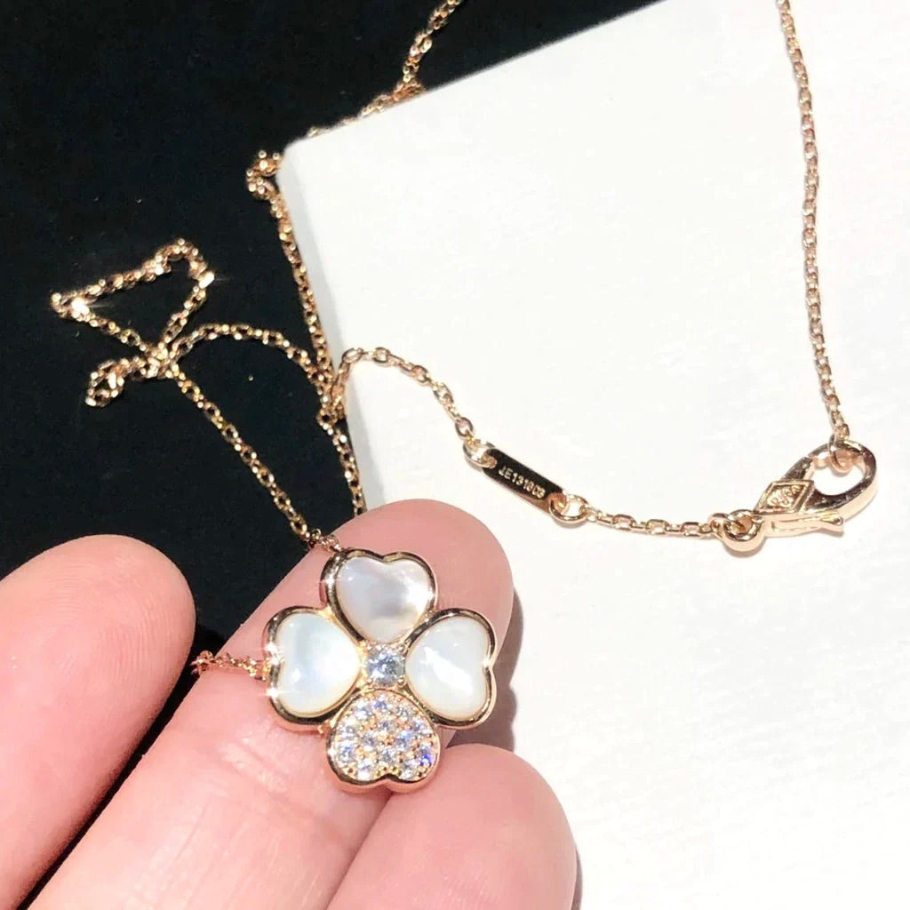 [GALE]CLOVER MOP DIAMOND ROSE GOLD NECKLACE
