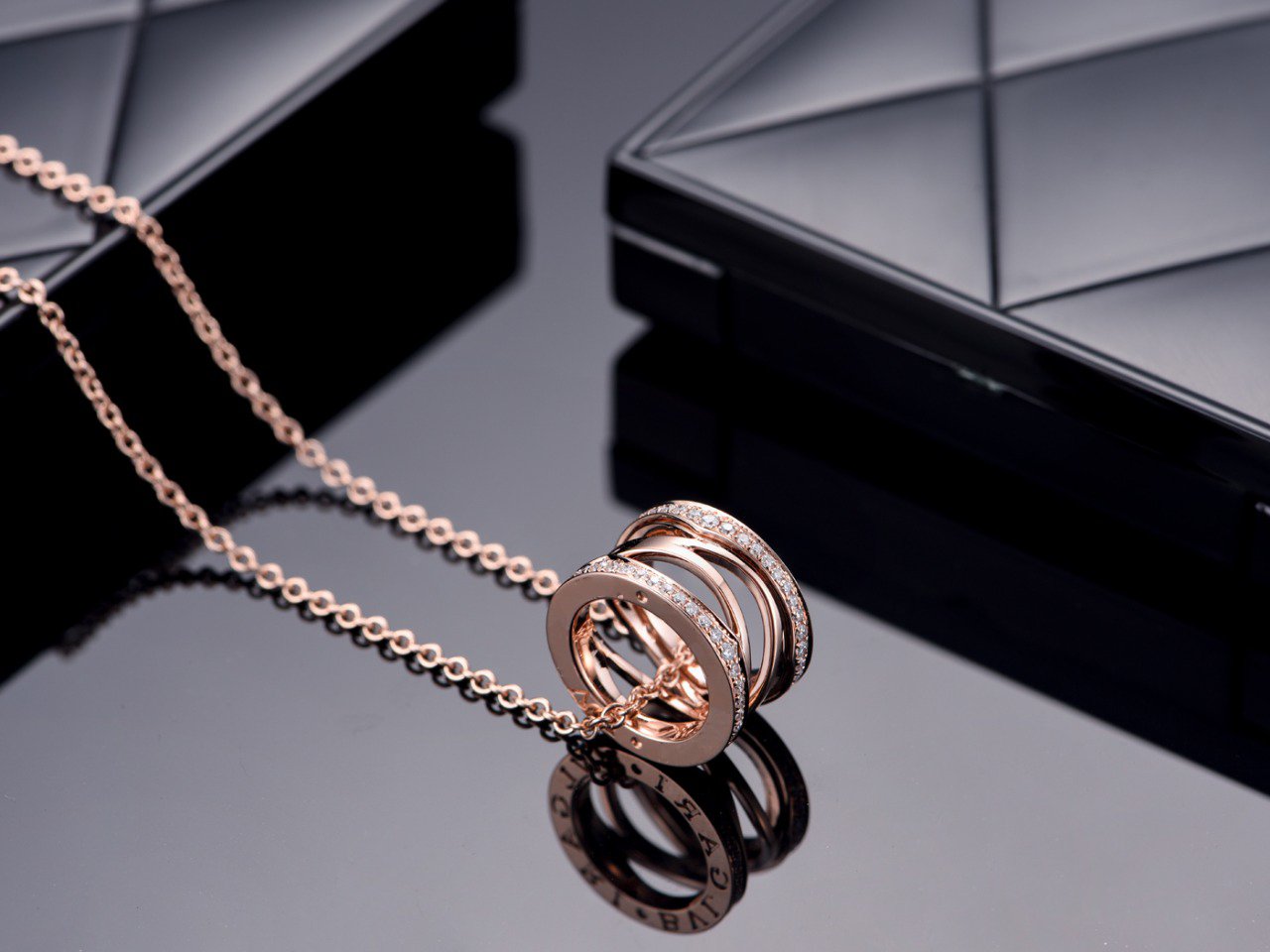 [GALE]ZERO 1 PINK GOLD DIAMOND OPEN NECKLACE