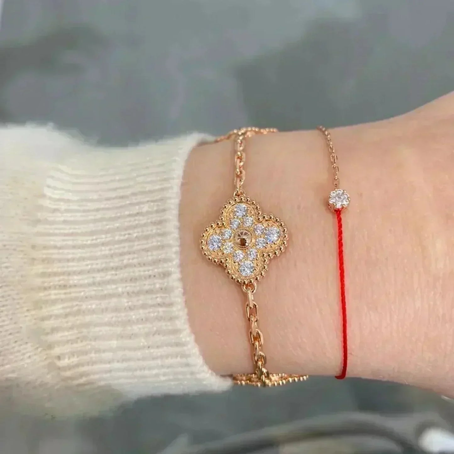 [GALE] CLOVER 5 MOTIF FULL DIAMOND BRACELET COLLECTION