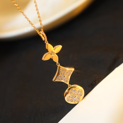 [GALE]STAR AND SUN DIAMOND PINK GOLD NECKLACE
