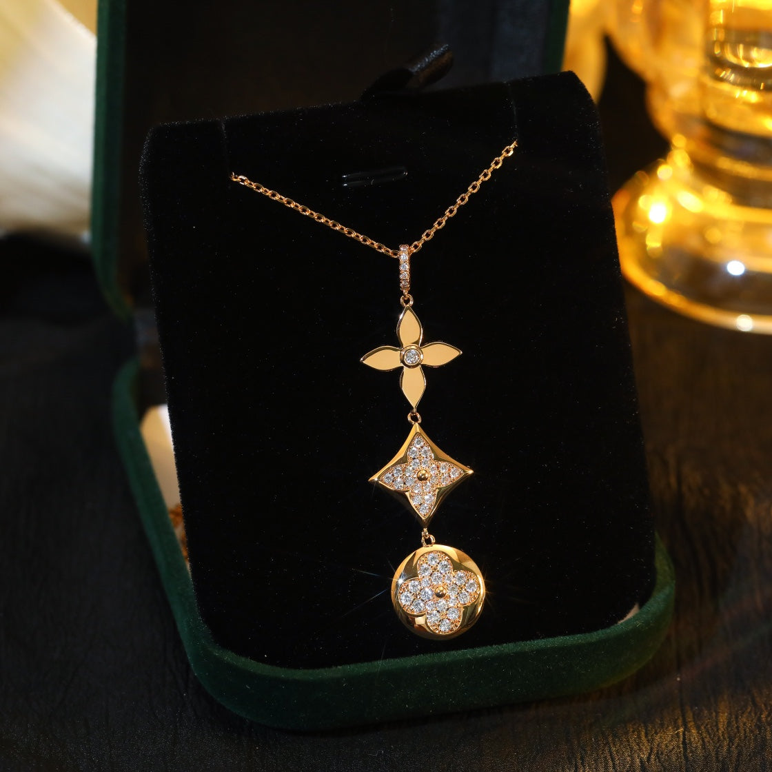 [GALE]STAR AND SUN DIAMOND PINK GOLD NECKLACE