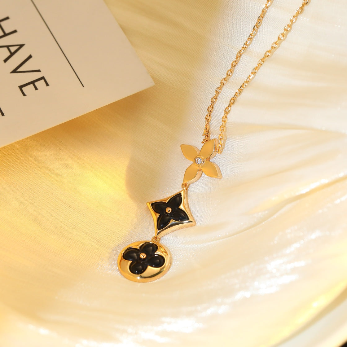[GALE]STAR AND SUN ONYX PINK GOLD NECKLACE