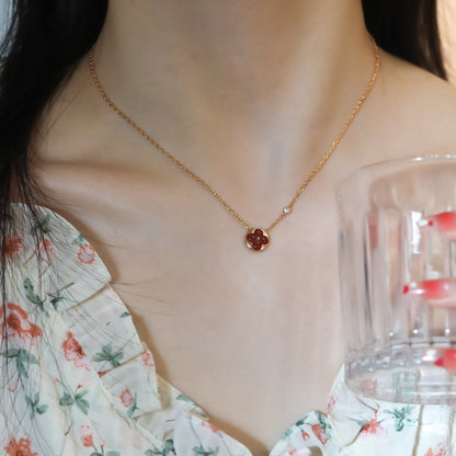 [GALE]SUN PEDANT PINK GOLD 1 DIAMOND NECKLACE