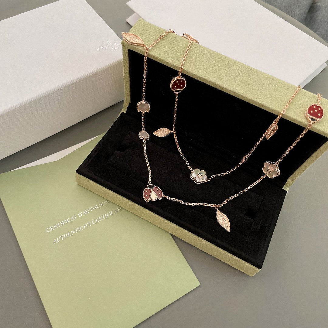 [GALE]LUCKY SPRING 15 MOTIFS ROSE GOLD NECKLACE