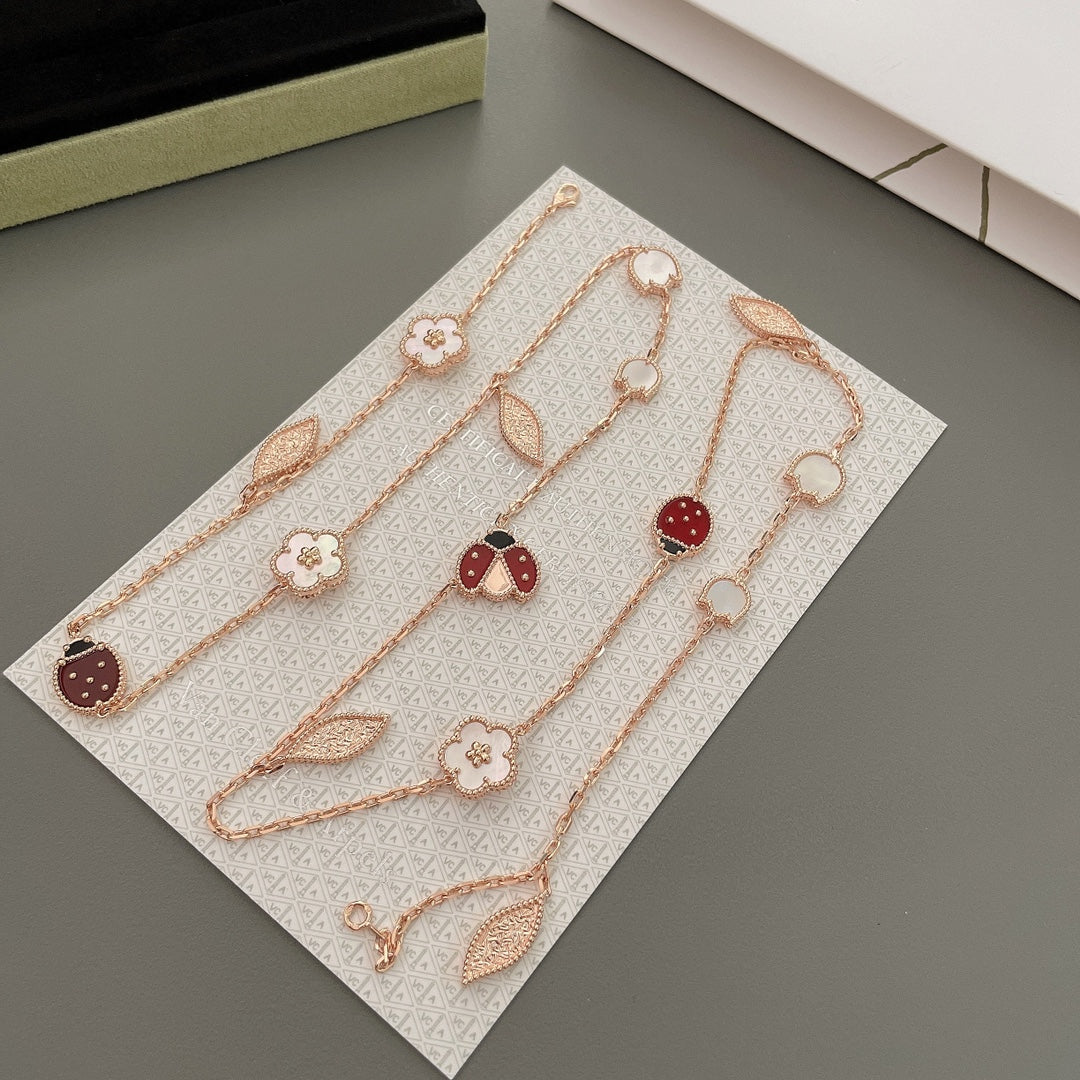 [GALE]LUCKY SPRING 15 MOTIFS ROSE GOLD NECKLACE