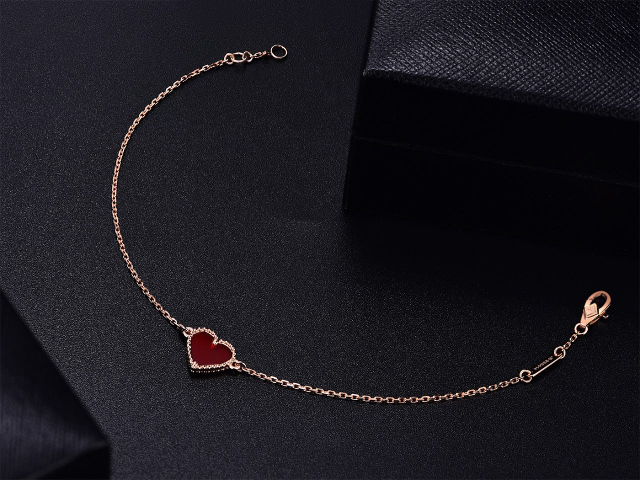 [GALE]HEART CARNELIAN PINK GOLD BRACELET