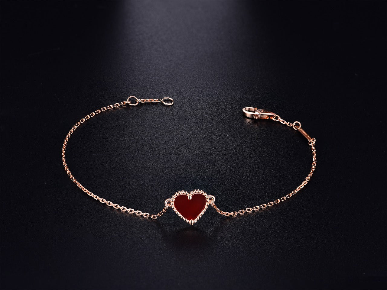[GALE]HEART CARNELIAN PINK GOLD BRACELET