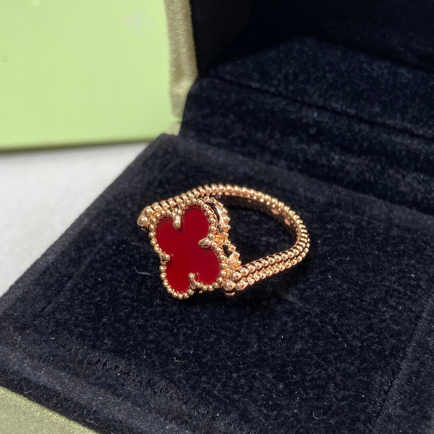 [NOVO]CLOVER RIVERSIBLE RING AUS ROSA GOLD 