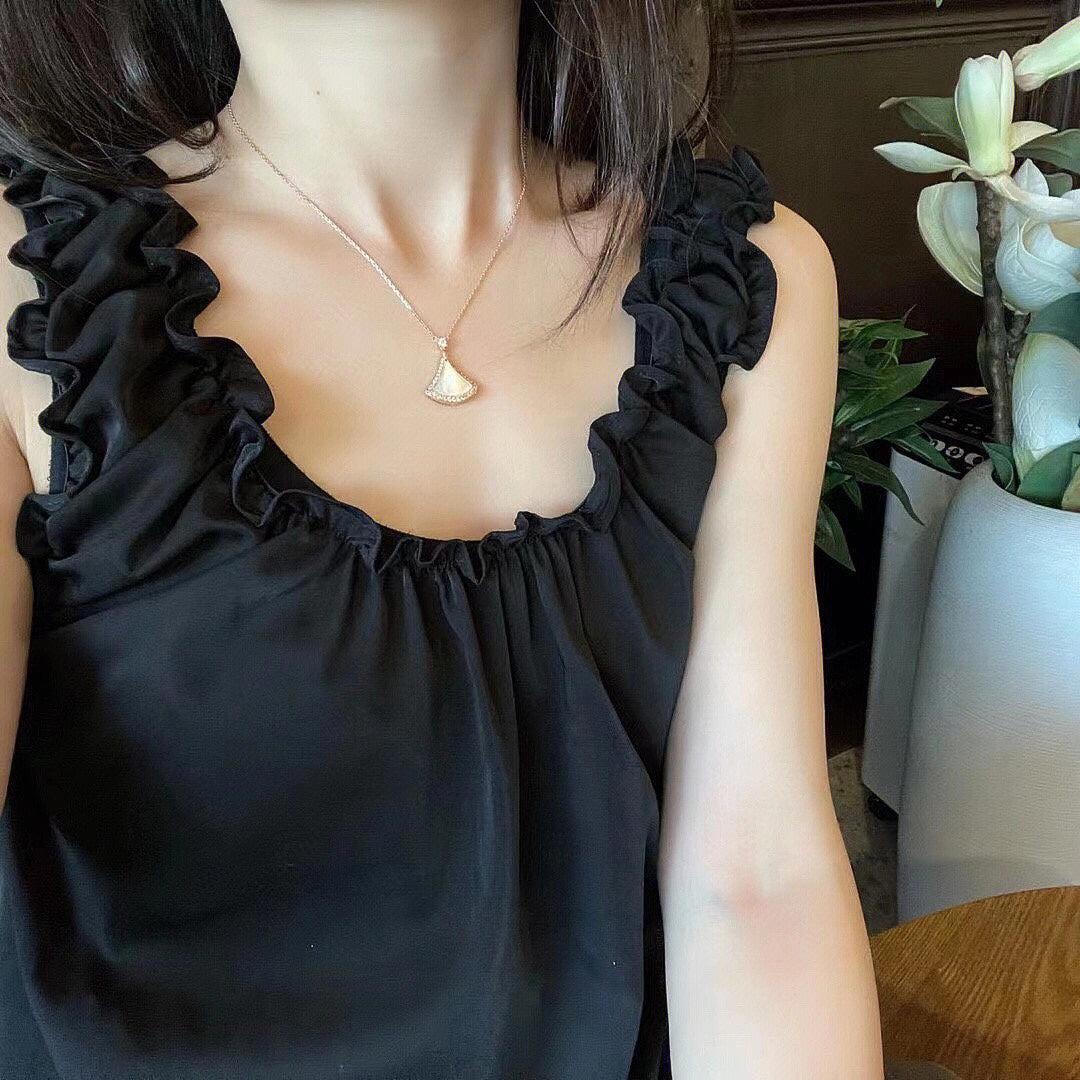 [GALE]DREAM MOP DIAMOND PAVED PINK GOLD NECKLACE